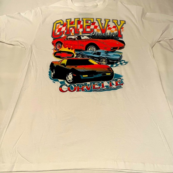 Chevy Corvette Printed White Men’s Tee Size Large - Picture 4 of 4